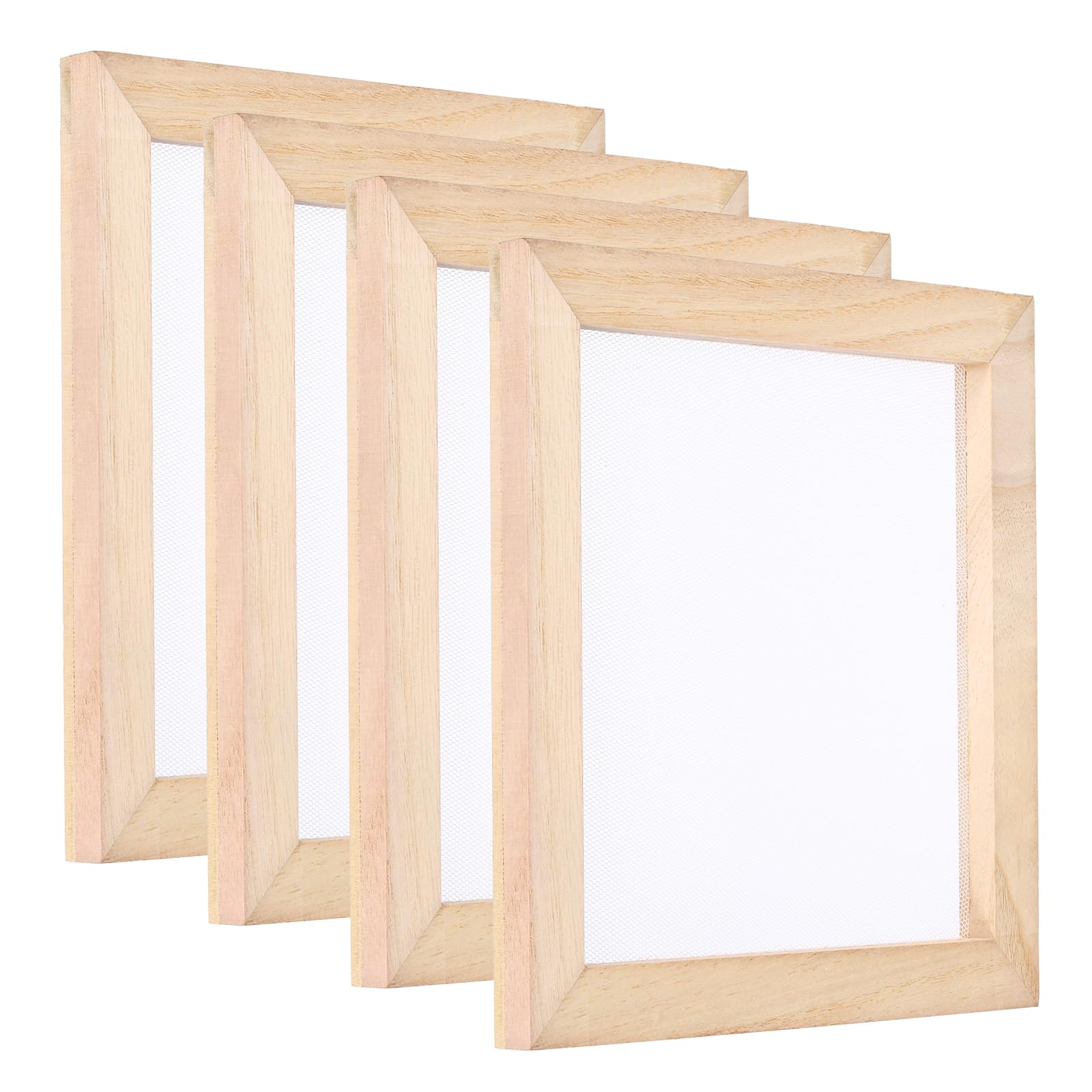 4Pcs 6 Inch Wooden Paper Making Screen Set - Single Paper Mould & Deckle Frame for DIY Handmade Paper Crafts (Natural Wood Color) | Perfect for Scrapbooking, Card Making & Art Projects