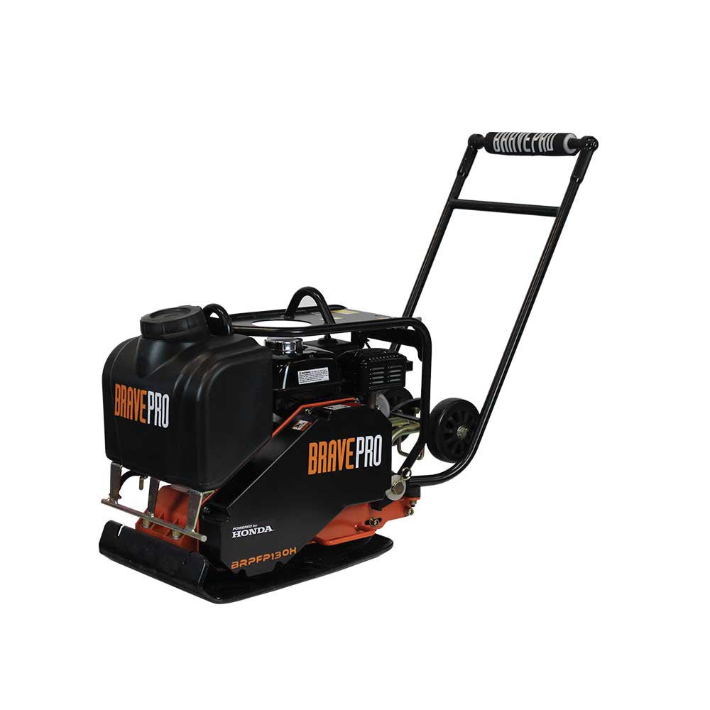 Brave Forward Plate Compactor 14-inch with Tank and Wheel Kit - Honda GX160 Engine for Driveway Compaction & Landscaping Projects