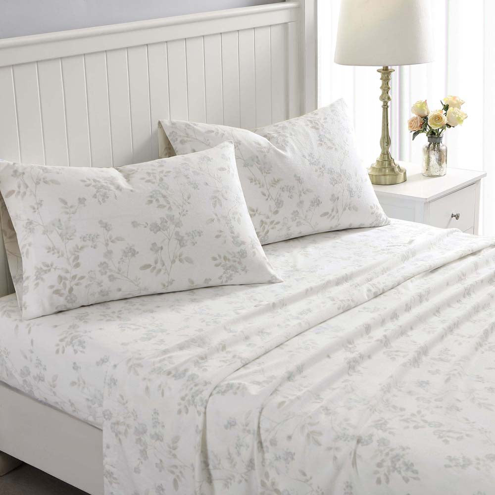 Premium Soft Grey Flannelette Sheet Set - Single Bed Size, Cozy & Breathable for All Seasons | Perfect for Home, Dorm, or Guest Room Comfort