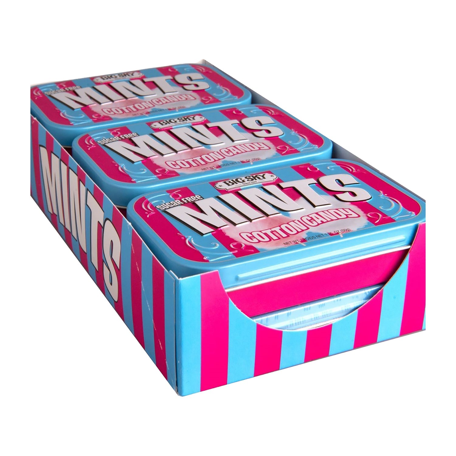 Big Sky Mints Sugar Free Cotton Candy Tin - 6 Count Box | Perfect for Office Snacks, Party Favors & On-the-Go Fresh Breath
