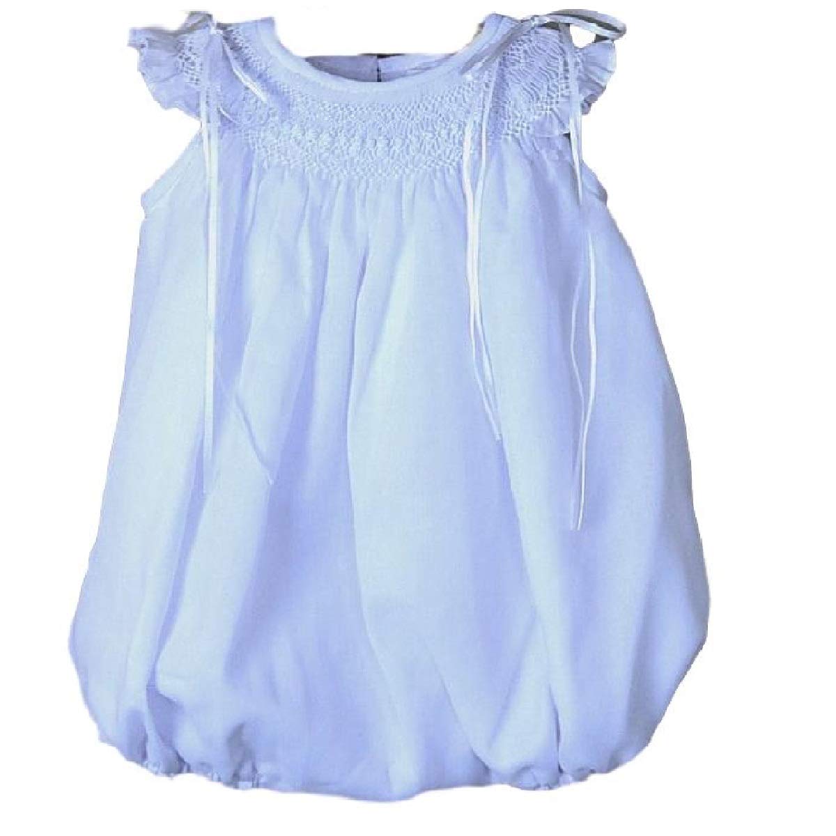 SUMA White Baby Girl Bubble Romper - Handmade Cotton Outfit for Newborn & Toddler (0-24 Months) | Perfect for Photoshoots, Birthday Parties & Special Occasions