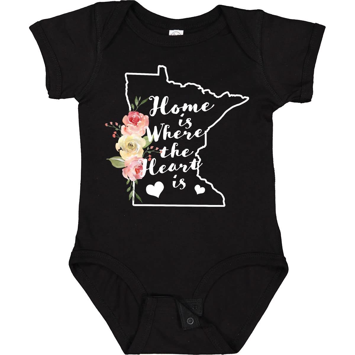 Inktastic Minnesota Home is Where The Heart is Watercolor Baby Bodysuit - Soft Cotton Onesie for Newborns, Infants & Toddlers - Perfect for Family Photos, Holidays & Everyday Wear