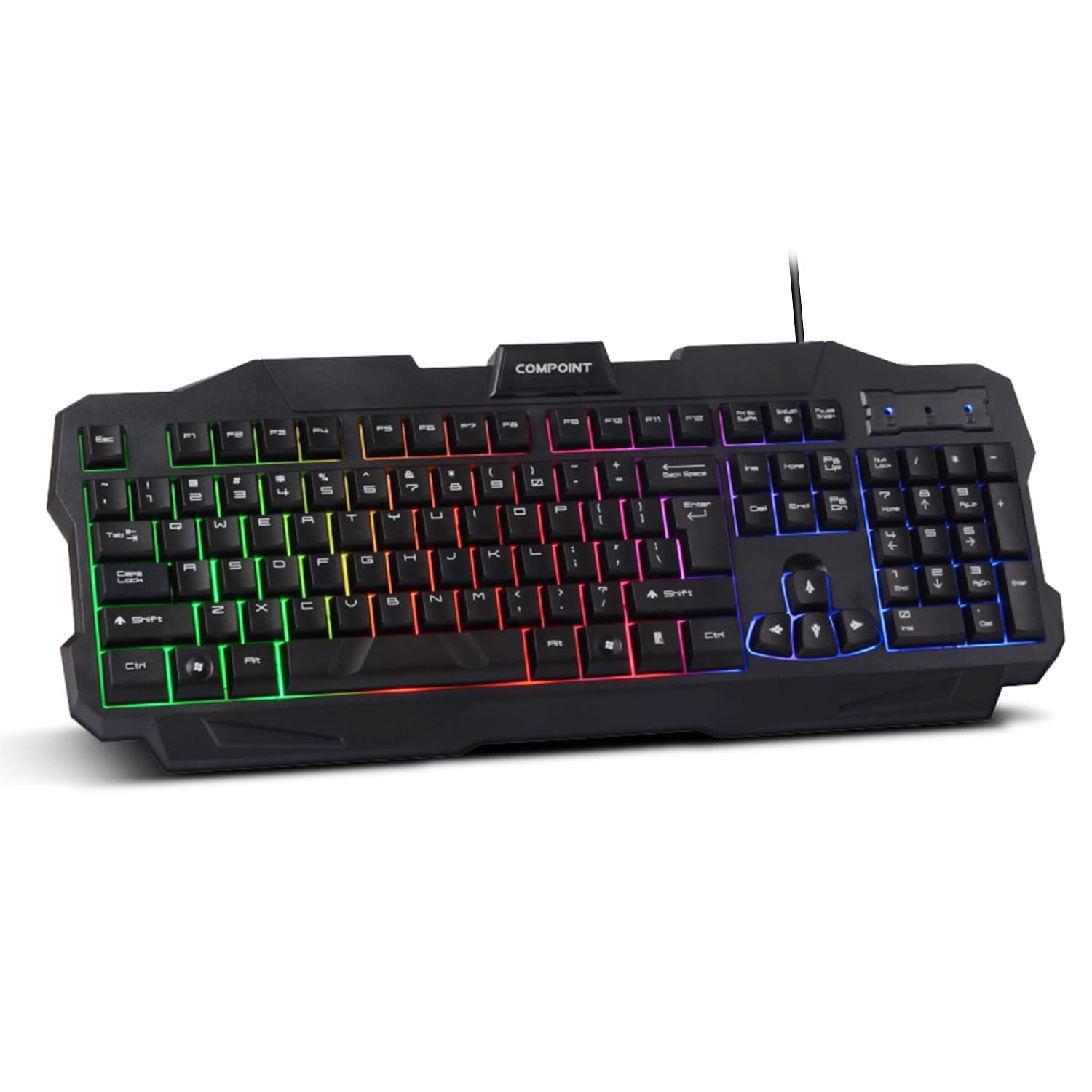 Compoint RGB Gaming Keyboard - USB Wired for PC, PS5, Xbox & MAC - Silent Mechanical with Wrist Rest - Perfect for Esports & Streaming