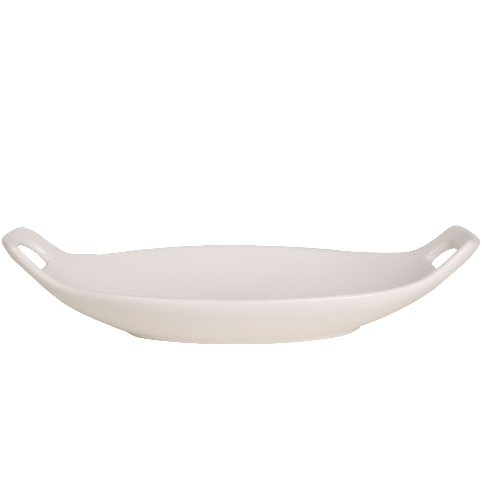 Large Oval Serving Bowl with Handles - Matte White Ceramic Platter for Entertaining, Salad, Pasta & Appetizers - Elegant Dinnerware for Parties & Family Gatherings