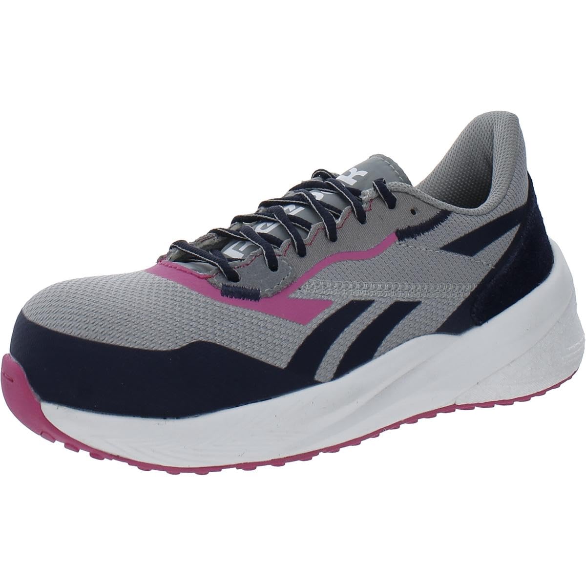 Reebok Women's RB516 Floatride Energy Daily Work Athletic Composite Toe Shoes - Grey/Navy/Pink - Lightweight & Comfortable for Construction, Warehouse & Industrial Work