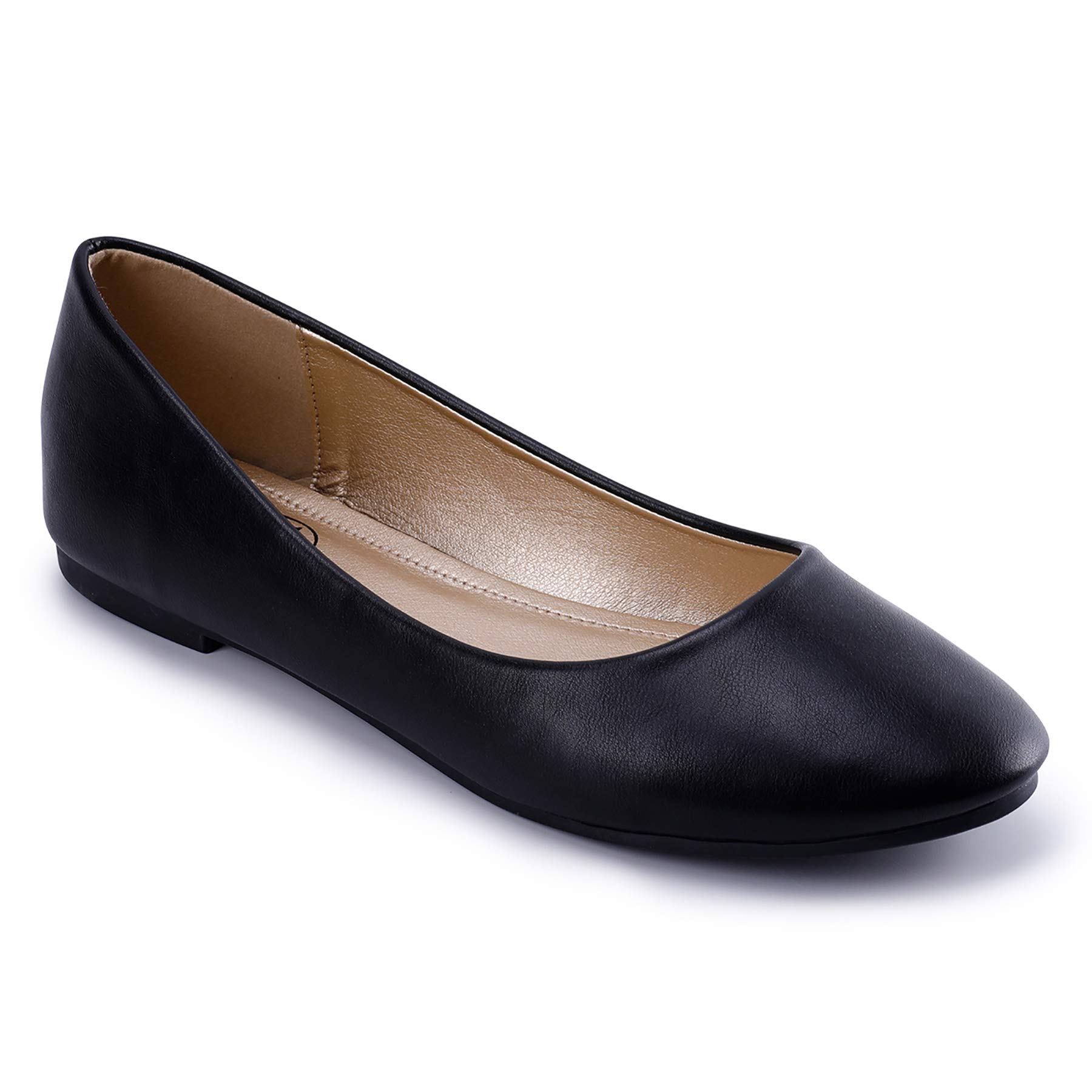 Trary Women's Round Toe Flats - Comfortable Slip On Casual Dress Shoes for Work, Office & Everyday Wear