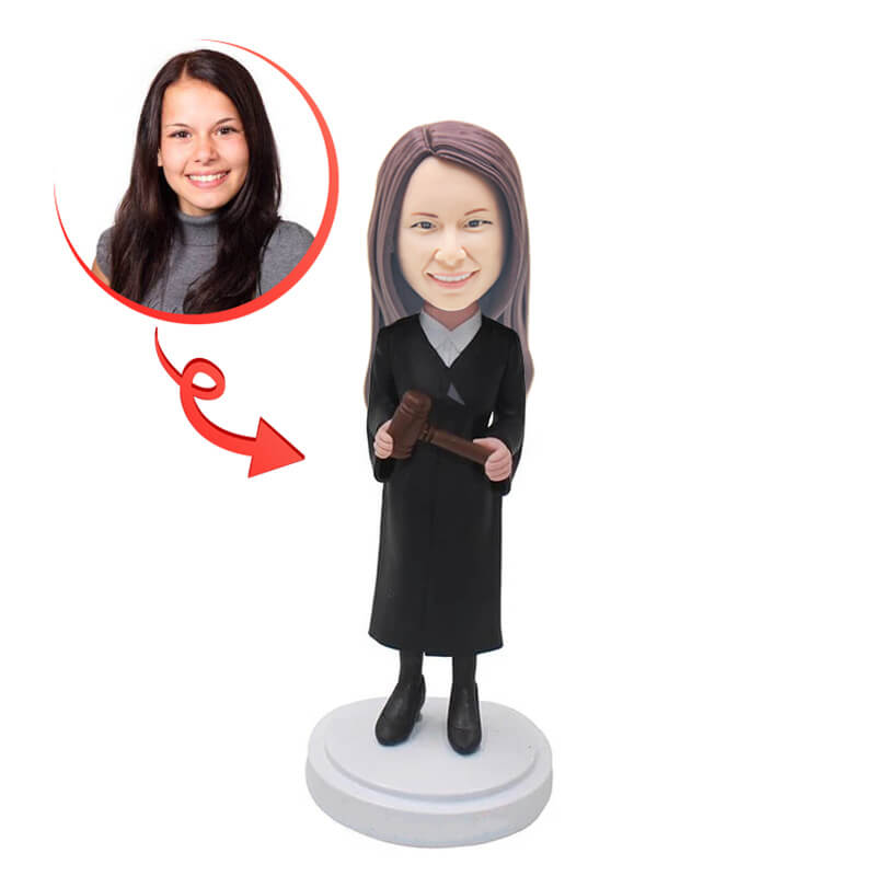 Custom Judge With Gavel Bobblehead - Personalized Legal Themed Collectible for Office Desk, Courtroom Decor, or Lawyer Gift