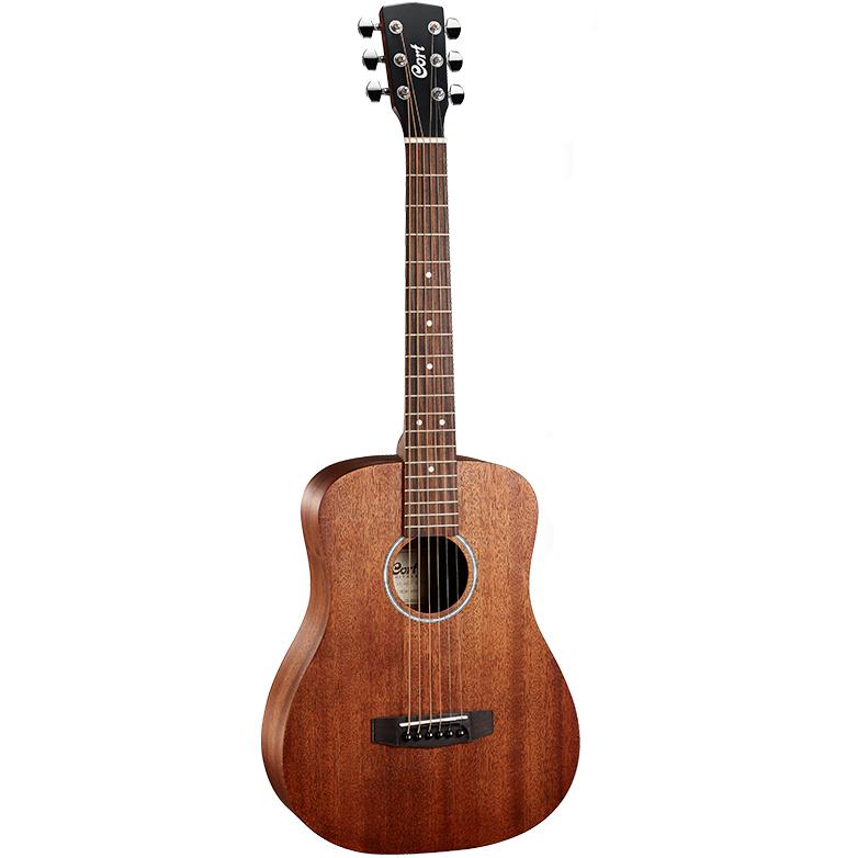Cort AD MINI M OP Dreadnought Acoustic Guitar - Mahogany Open Pore Finish with Gig Bag | Perfect for Travel, Camping & Small Hands Beginners