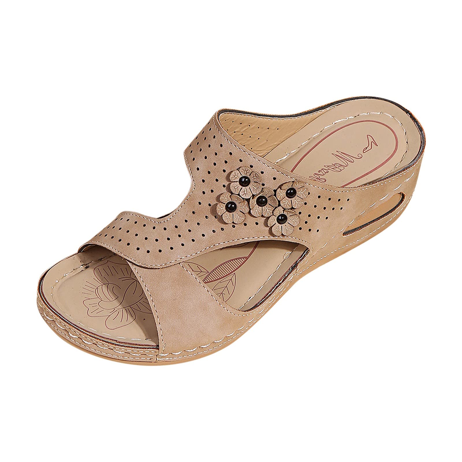 Women's Fashion Wedges Peep Toe Sandals - Breathable Summer Beach Shoes with Floral Design | Perfect for Casual Outings, Vacations & Warm Weather Wear