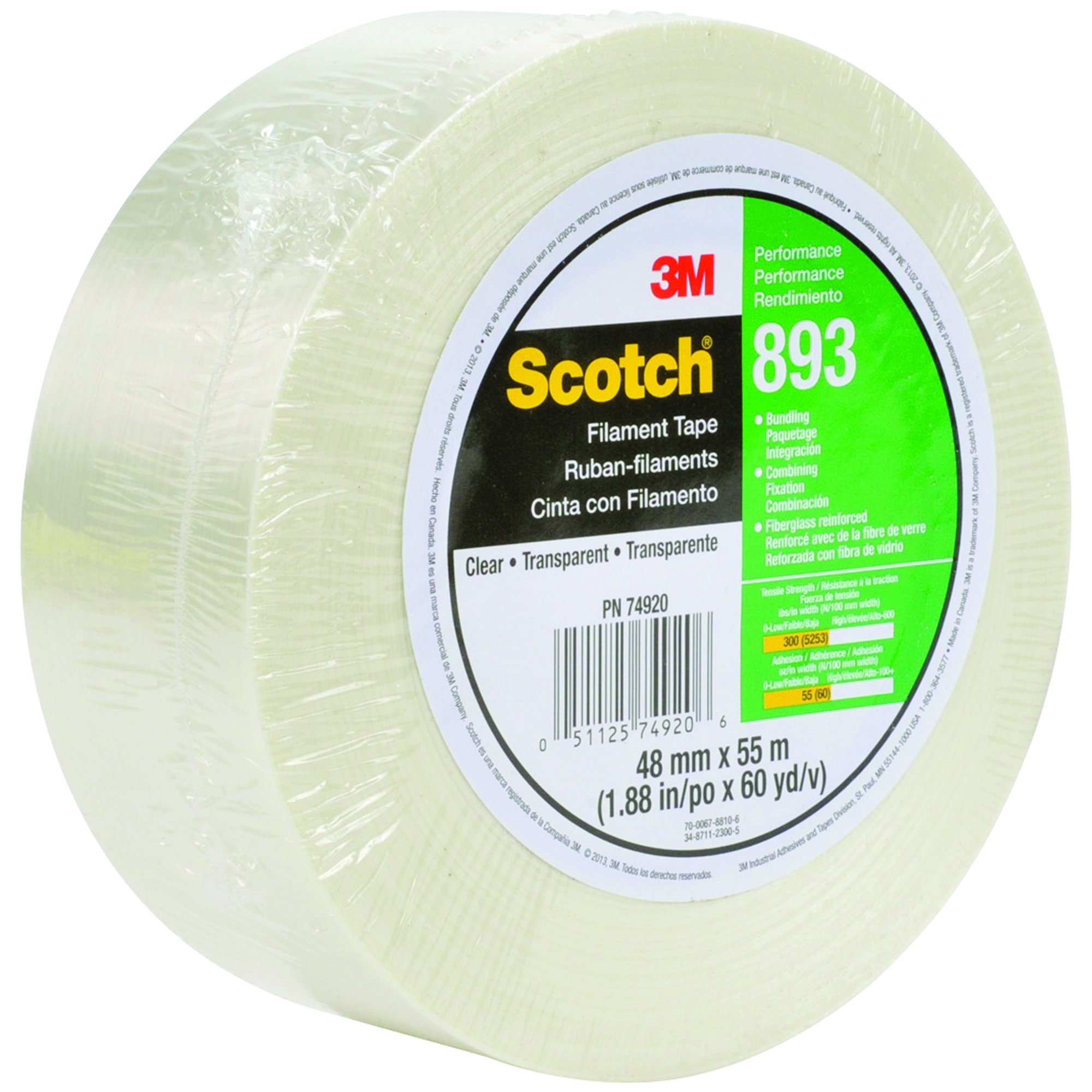 Scotch T917893 Clear #893 Heavy Duty Strapping Tape - 2