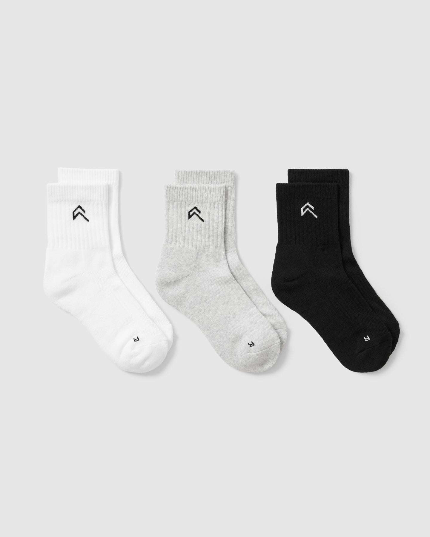 Premium Mid Crew Socks 3-Pack - Grey, White & Black | Comfortable Casual Athletic Socks for Men & Women | Perfect for Running, Gym & Everyday Wear