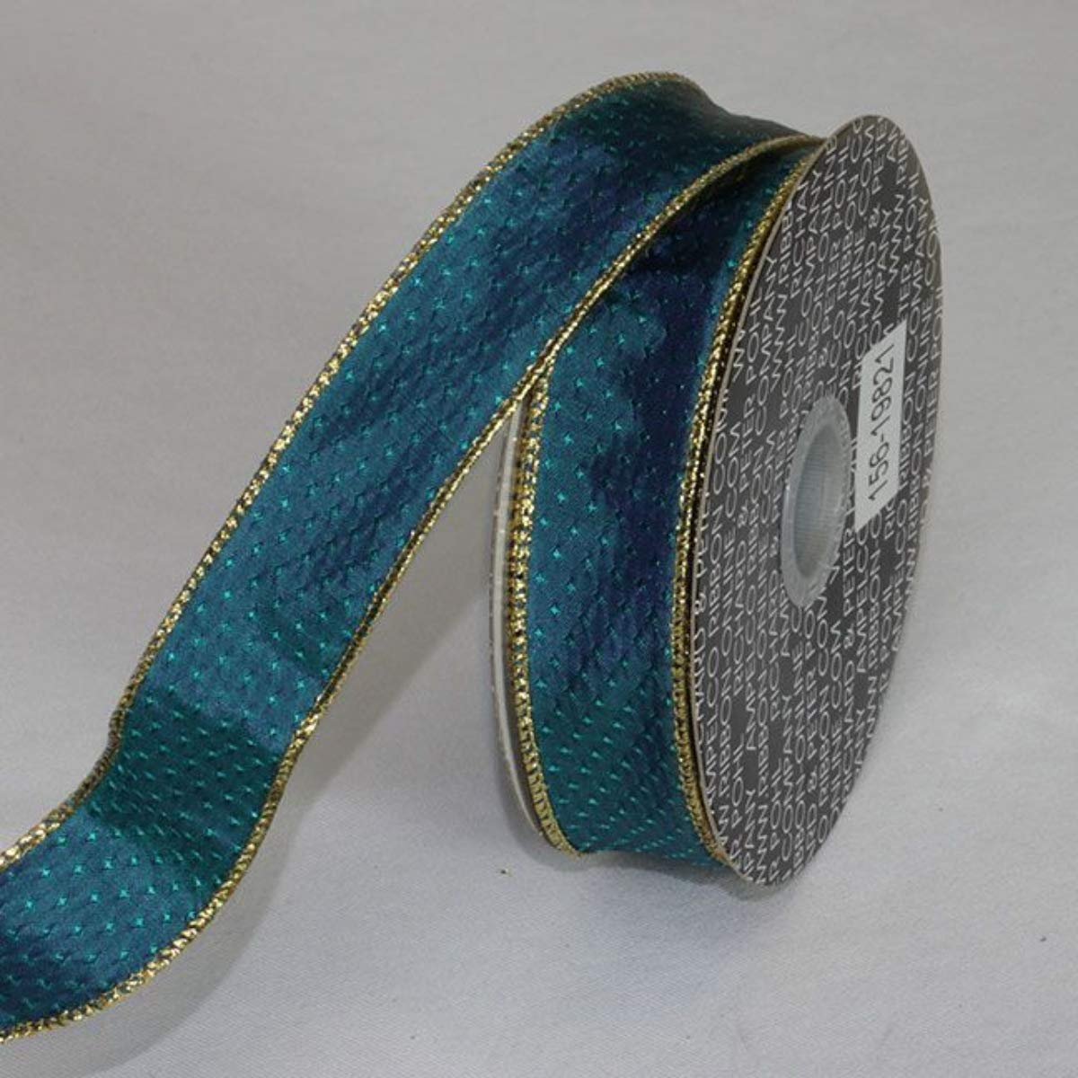 Blue and White Mini Diamonds Wired Craft Ribbon - 1 Inch x 80 Yards Decorative Ribbon for Gift Wrapping, DIY Crafts, Wedding Decorations, and Party Supplies