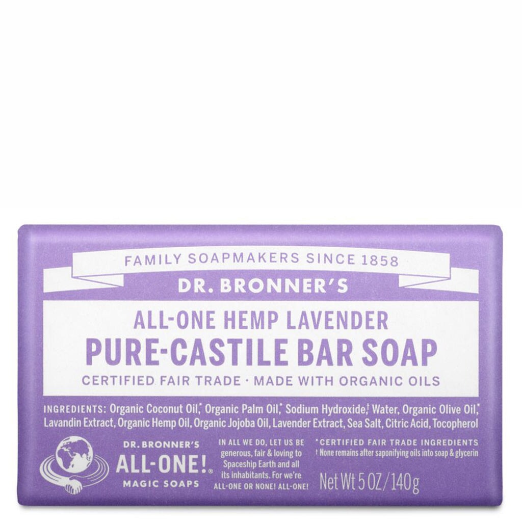 Organic Lavender Castile Bar Soap by Dr. Bronners | All-Natural, Vegan & Biodegradable | Gentle Cleansing for Face, Body & Hands | Perfect for Sensitive Skin, Travel & Eco-Friendly Bathroom