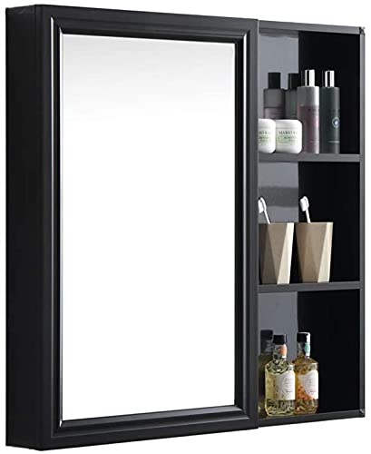 Black Wall-Mounted Medicine Cabinet with Mirror - 60x127cm Bathroom Storage Shelf for Toiletries & Essentials - Perfect for Small Bathrooms, Vanities & Powder Rooms