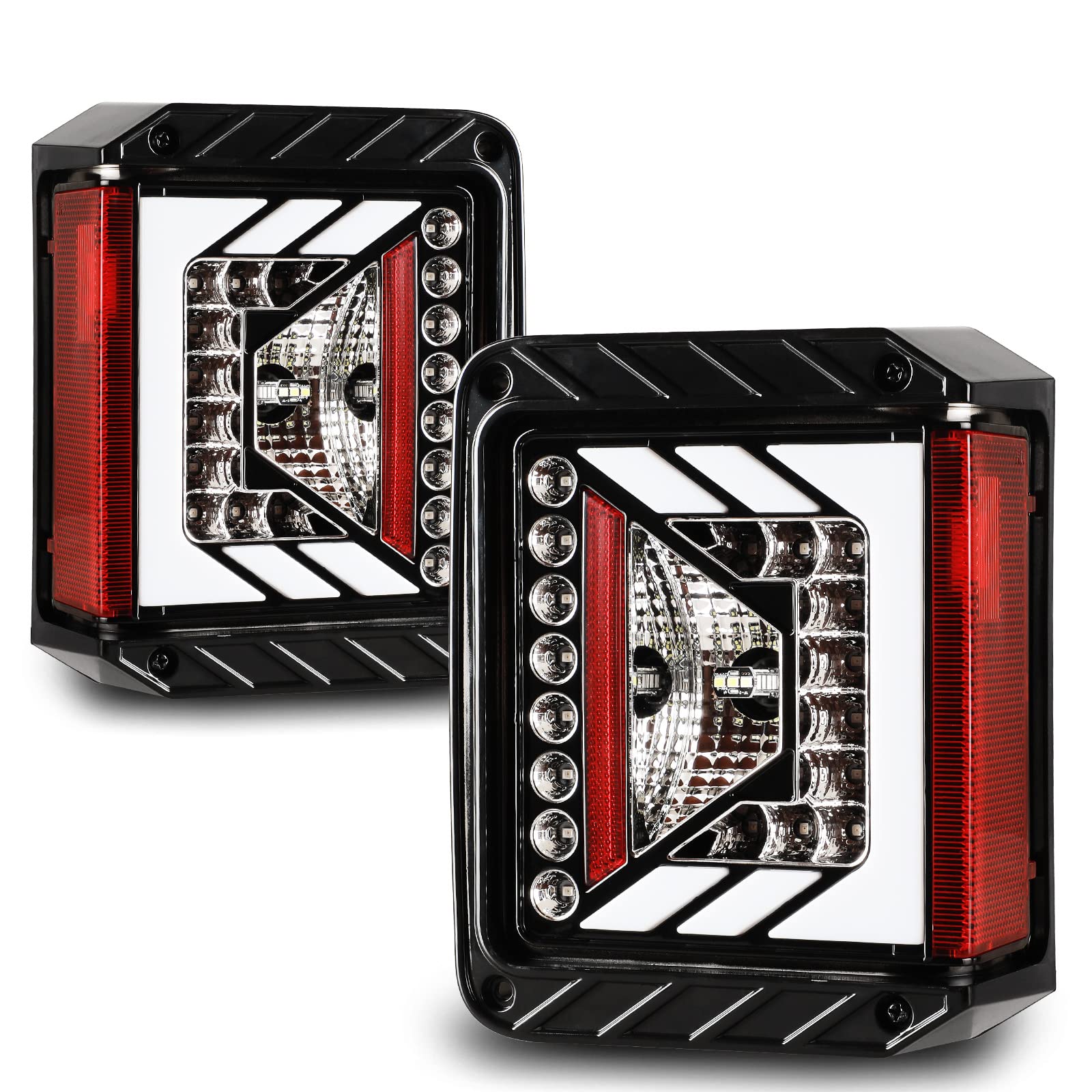 **AUTOWIKI LED Tail Lights for Jeep Wrangler JK & JKU (2007-2018) - Black Housing Clear Lens Replacement Rear Lamps - Left & Right Side - Off-Road & Night Driving Upgrade**