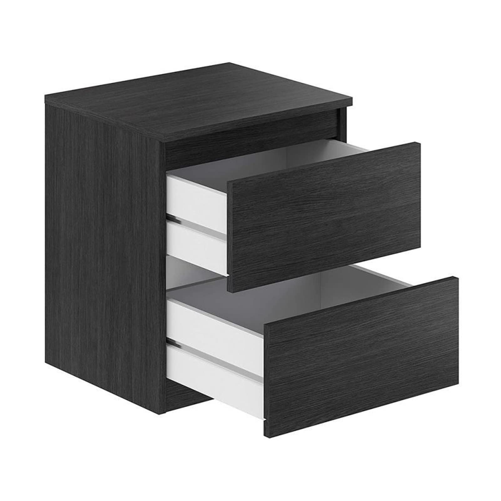 Modern Nightstand with 2 Drawers - Bedside Table Organizer, Bedroom Furniture, Black Wooden Side Table for Bedroom, Living Room & Office - Perfect for Storage & Decor