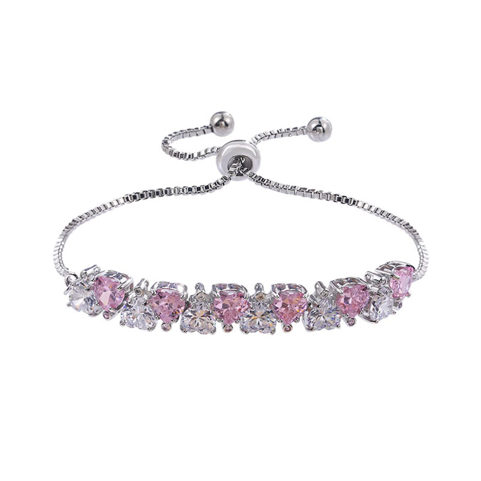 Women's Gold Plated Love Heart Tennis Bracelet with AAA+ Cubic Zirconia - Adjustable Slider Clasp - Elegant Wedding Gift for Her - Perfect for Anniversaries, Date Nights & Special Occasions
