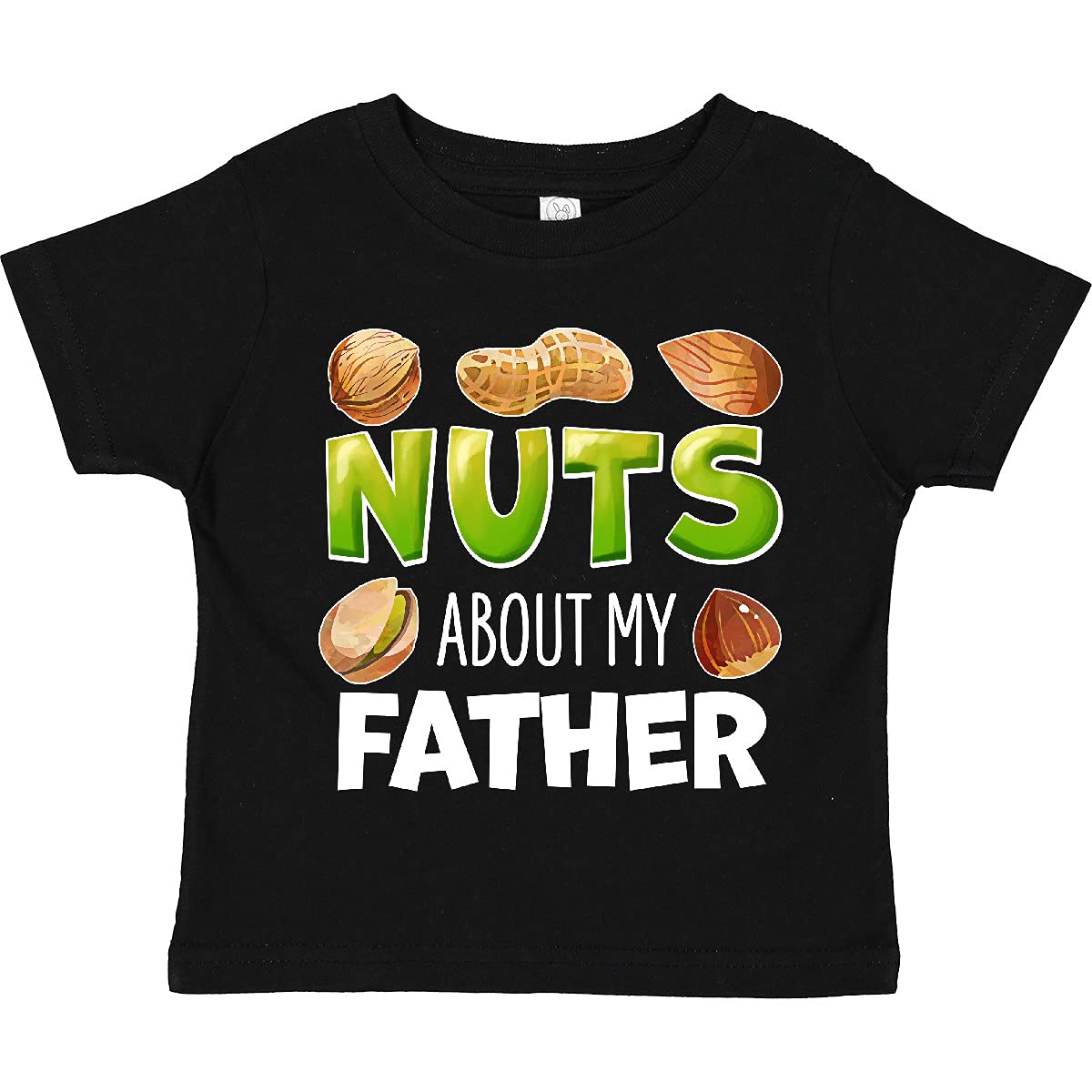 Inktastic 'Nuts About My Father' Peanut Almond Pistachio Graphic Toddler T-Shirt - Cute Casual Outfit for Father's Day & Family Photos
