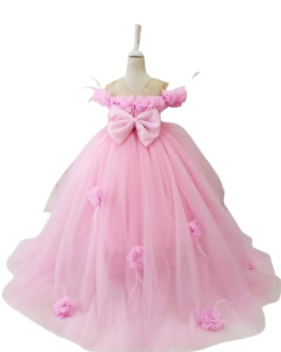 Pink Floral Baby Girl Dress - Elegant Sleeveless Tutu Gown for Toddlers, Birthday Party, Holiday & Wedding Outfit | Perfect for Special Occasions, Photoshoots & First Birthday Celebrations
