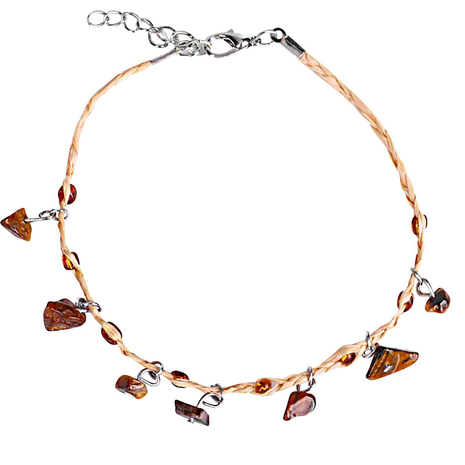 Johtae Men's & Women's Linen Hemp Rope Wooden Bead Ethnic Tribal Bracelet - Handmade Boho Wristband & Anklet Set with Crushed Stones - Perfect for Couples, Festivals & Beach Wear