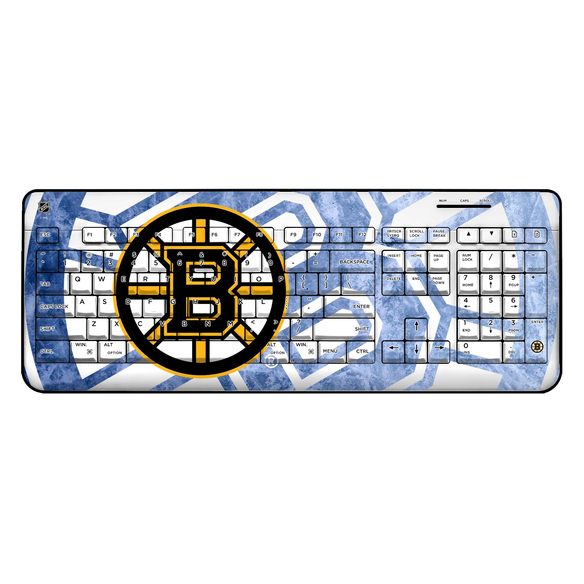 Boston Bruins NHL Wireless USB Gaming Keyboard - Ergonomic Design for PC & Mac - Perfect for Gaming, Office Work & Home Use