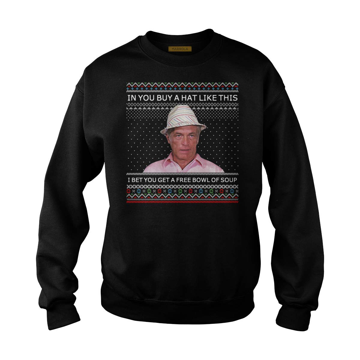 Marrola Ugly Christmas T-Shirt with Funny 'I Bet You Get A Free Bowl of Soup' Print - Festive Holiday Party Outfit for Christmas Gatherings & Office Celebrations