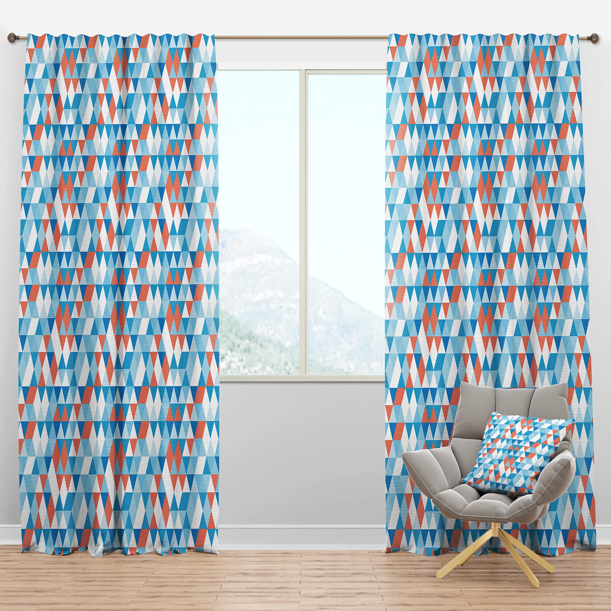 Blackout Curtains 'Triangular Retro Design II' - Thermal Insulated Single Panel (52x108 inches) - Bedroom & Living Room Window Drapes for Light Blocking & Temperature Control - Perfect for Home Theater, Nursery & Shift Workers