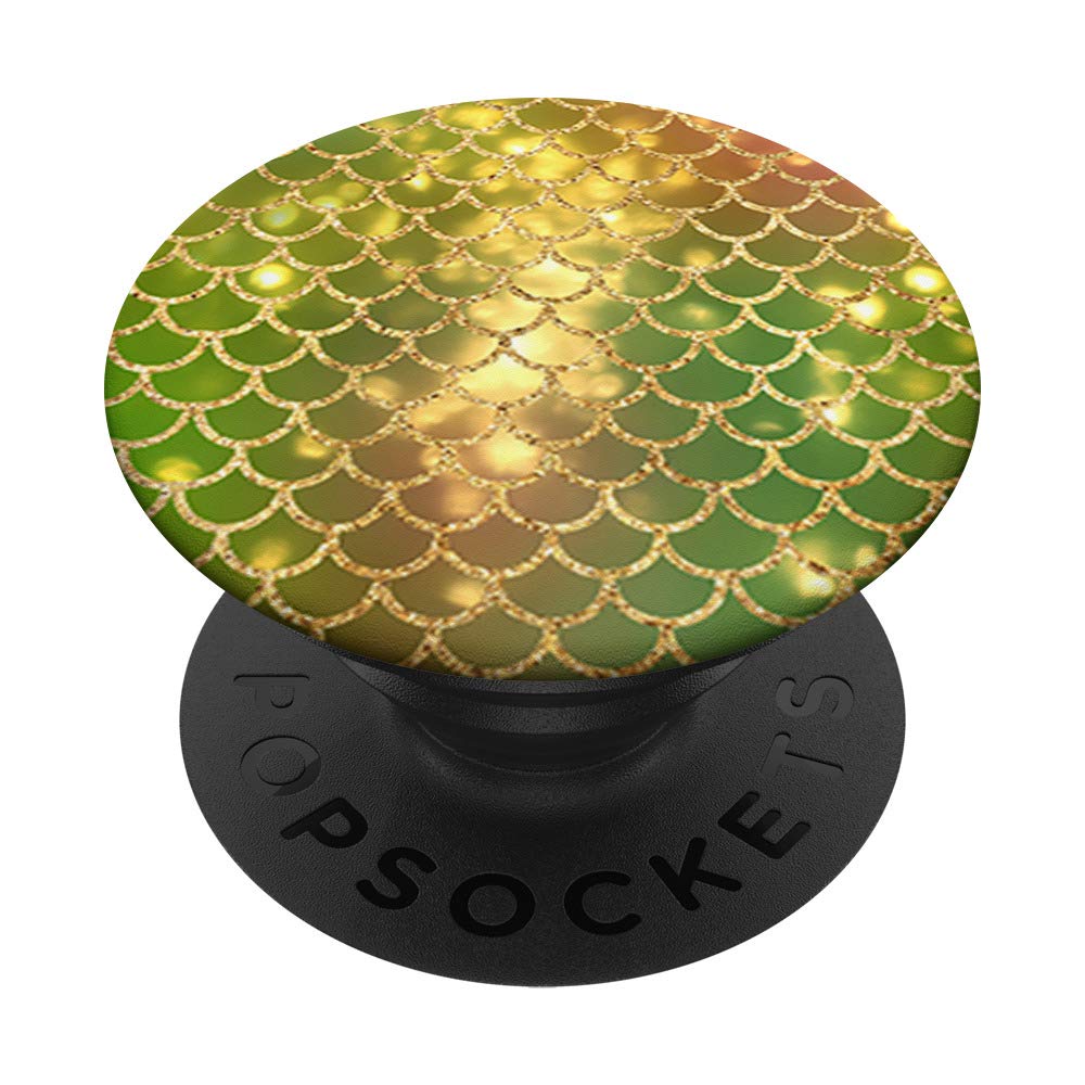 Mermaid Scales Phone Grip Stand - Yellow Green Black Design for Phones & Tablets, Perfect for Daily Use, Travel, and Work