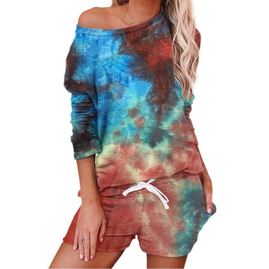 MOMFIE Women's Tie-Dye & Leopard Print Tracksuit Set - Lounge Wear, Sleepwear, Casual Outfit for Home, Gym, and Travel