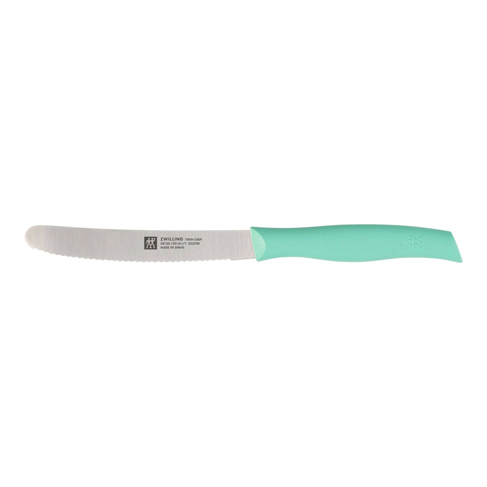 ZWILLING Twin Grip 4.5-Inch Utility Knife with Mint Green Handle - Professional Kitchen Knife for Precise Cutting, Slicing & Chopping - Perfect for Home Chefs, Camping & Outdoor Cooking (Model 38150-122)