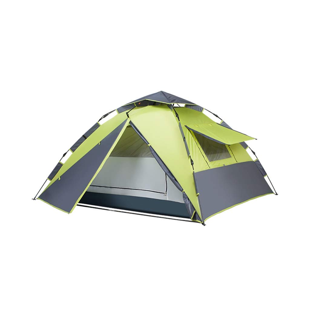 ZSP Automatic Pop Up Tent for Camping - 4 Person Waterproof Instant Family Tent with 5 Windows - Lightweight Portable Outdoor Tent for Hiking, Beach & Backpacking (Green) - Perfect for Camping Trips, Music Festivals & Family Outdoor Adventures