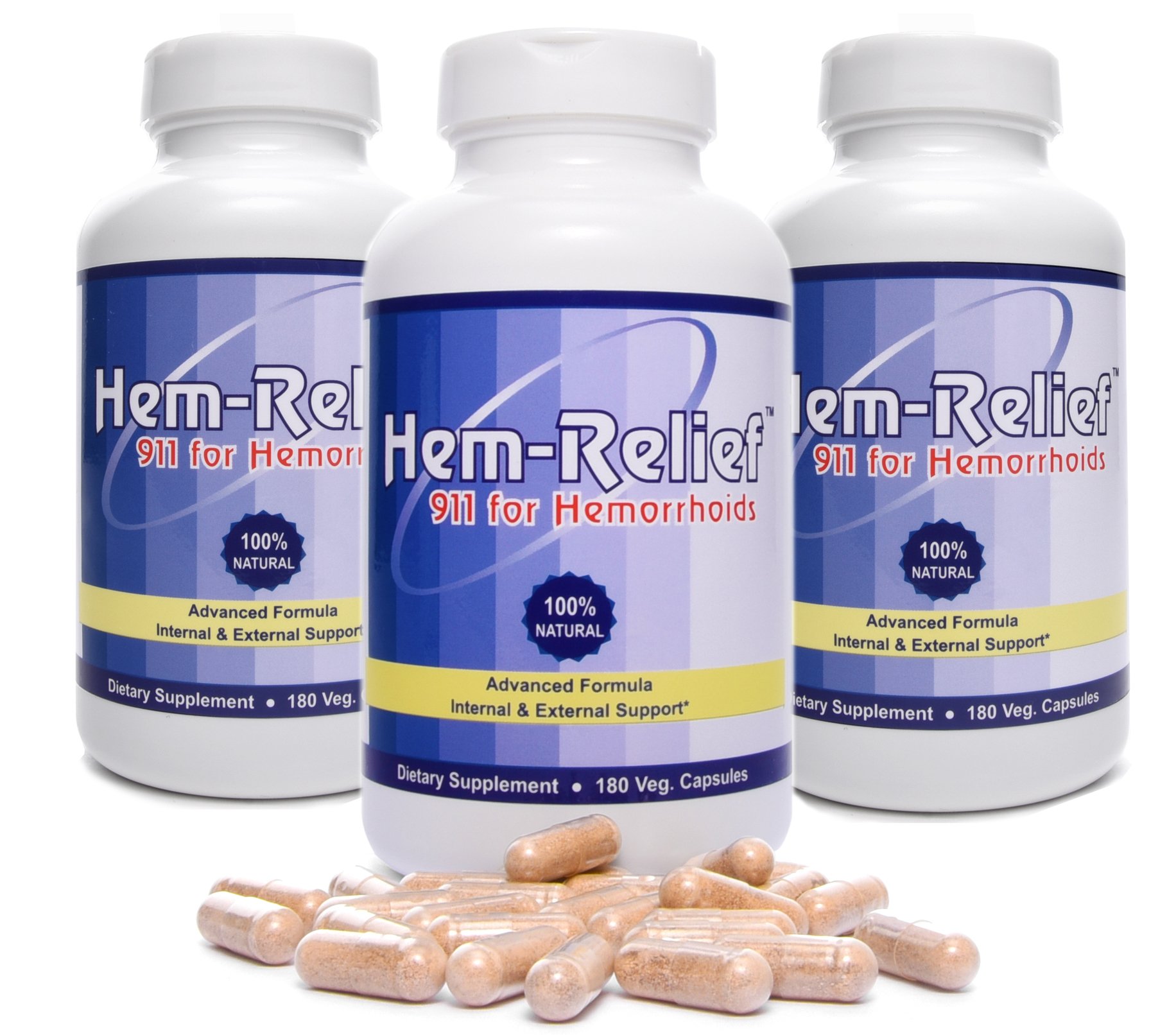 Western Herbal and Nutrition | Hem-Relief 911 for Hemorrhoids | 100% Natural Fast-Acting Supplement | Relieve Pain, Itching & Burning | Internal & External Treatment | 540 Vegetarian Caps | Perfect for Travelers, Office Workers & Postpartum Care