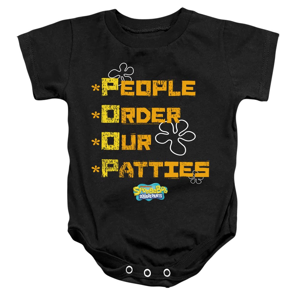 LOGOVISION Spongebob 'People Order Our Patties' Unisex Baby Bodysuit - Cute Cartoon Outfit for Newborns, Infants & Toddlers - Perfect for Playtime, Birthday Gifts & Photo Shoots
