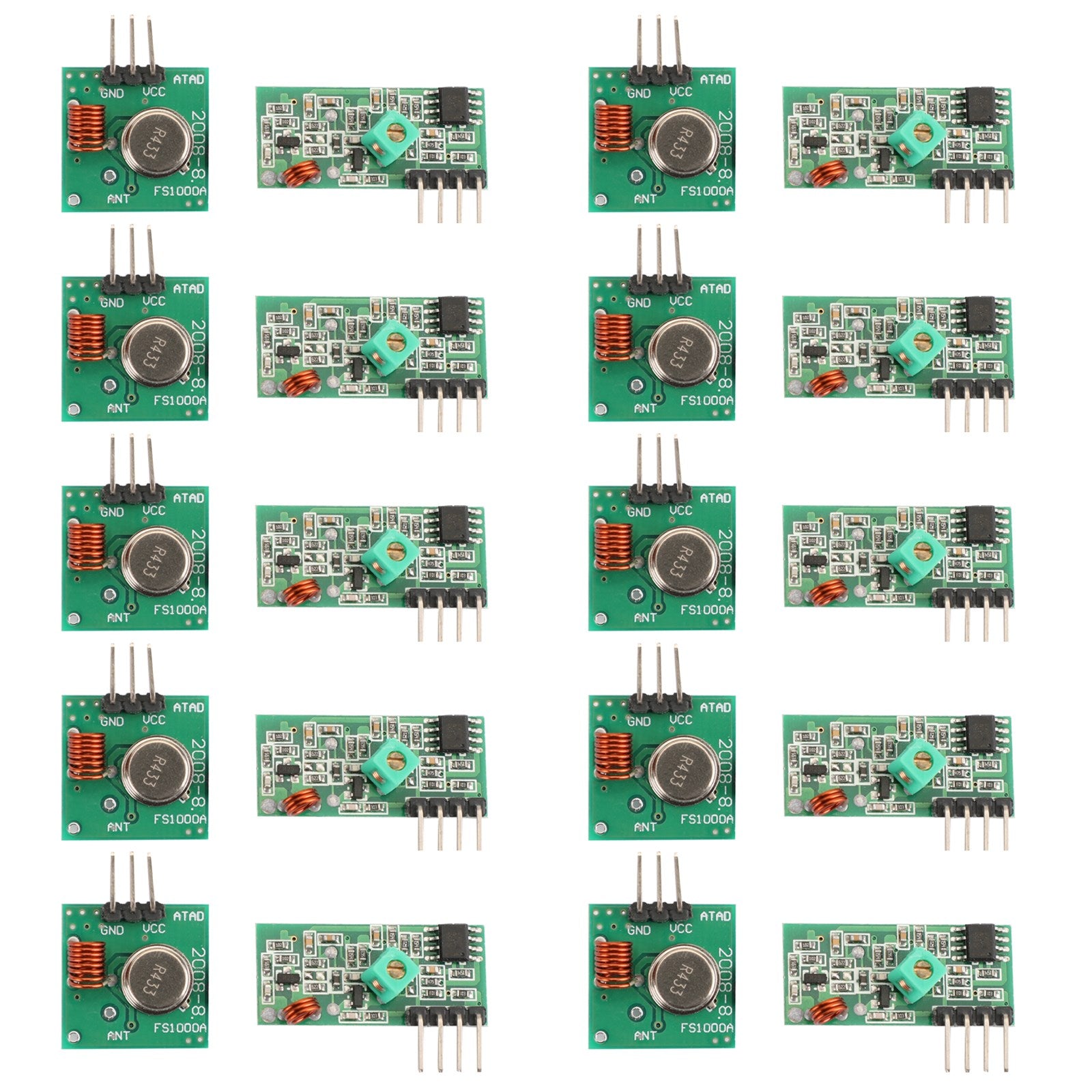 10-Pack 433MHz Wireless Transmitter and Receiver Kit - RF Remote Control Module for DIY Electronics, Home Automation, and IoT Projects | Long Range Signal Transmission for Smart Devices