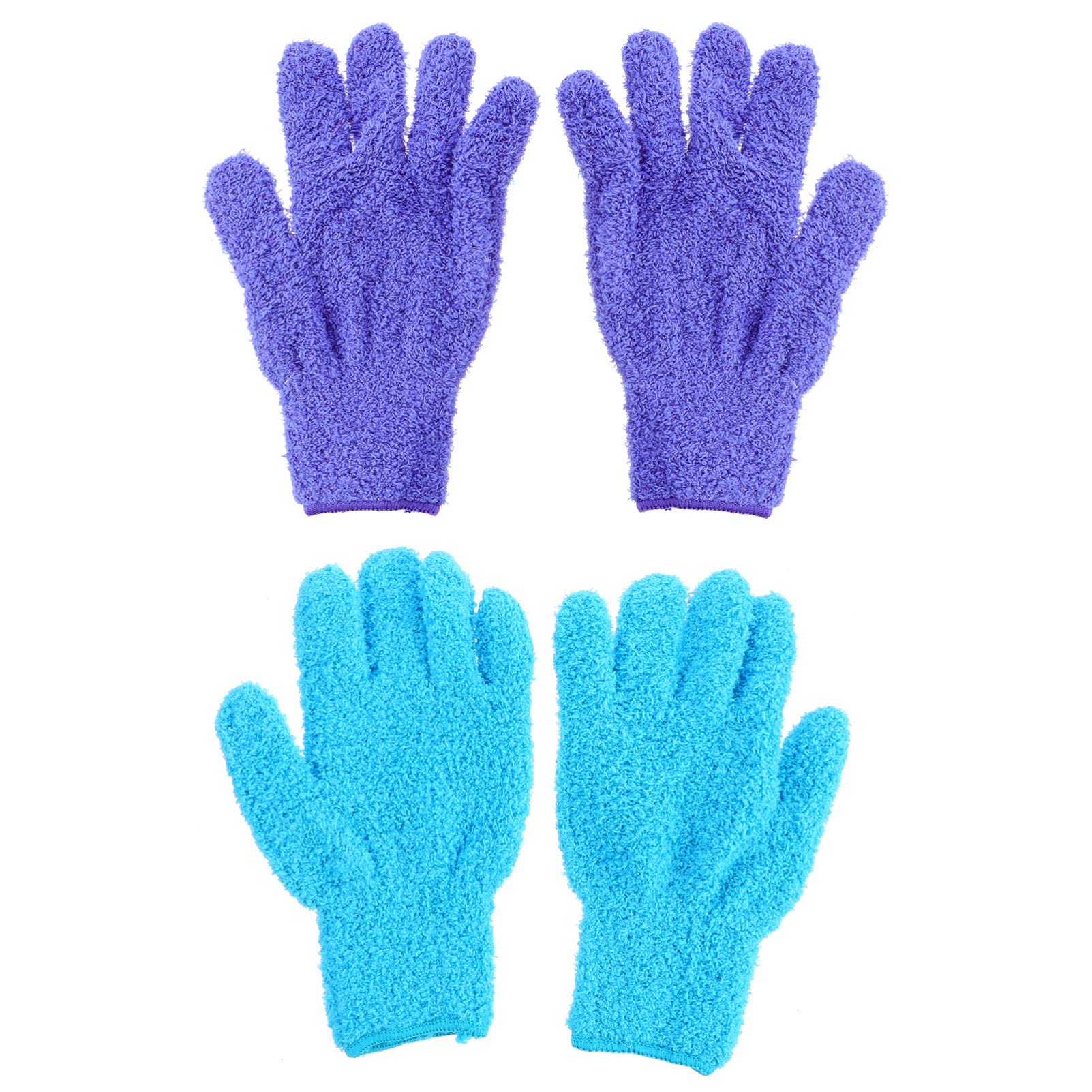 Wakauto Microfiber Dusting Gloves 4-Pack - Super Soft Cleaning Gloves for Car, Home & Office - Reusable Dusting Mittens for Furniture, Electronics & Auto Detailing (Coral Fleece)