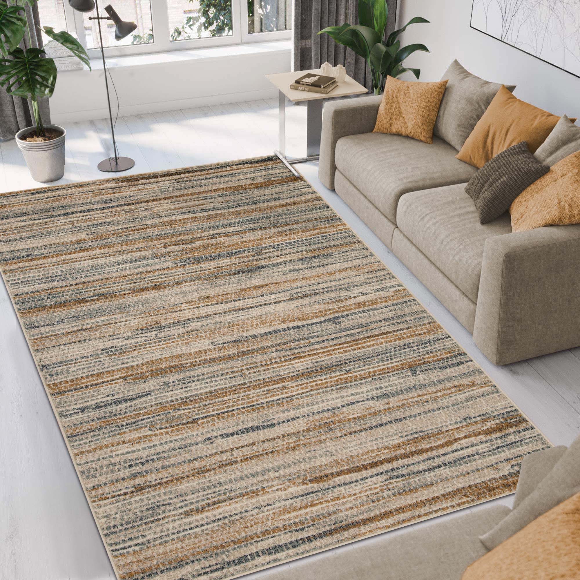 Montauk Striped Pastel Indoor Area Rug - Soft Bohemian Style Living Room Carpet for Bedroom, Nursery & Dorm Decor