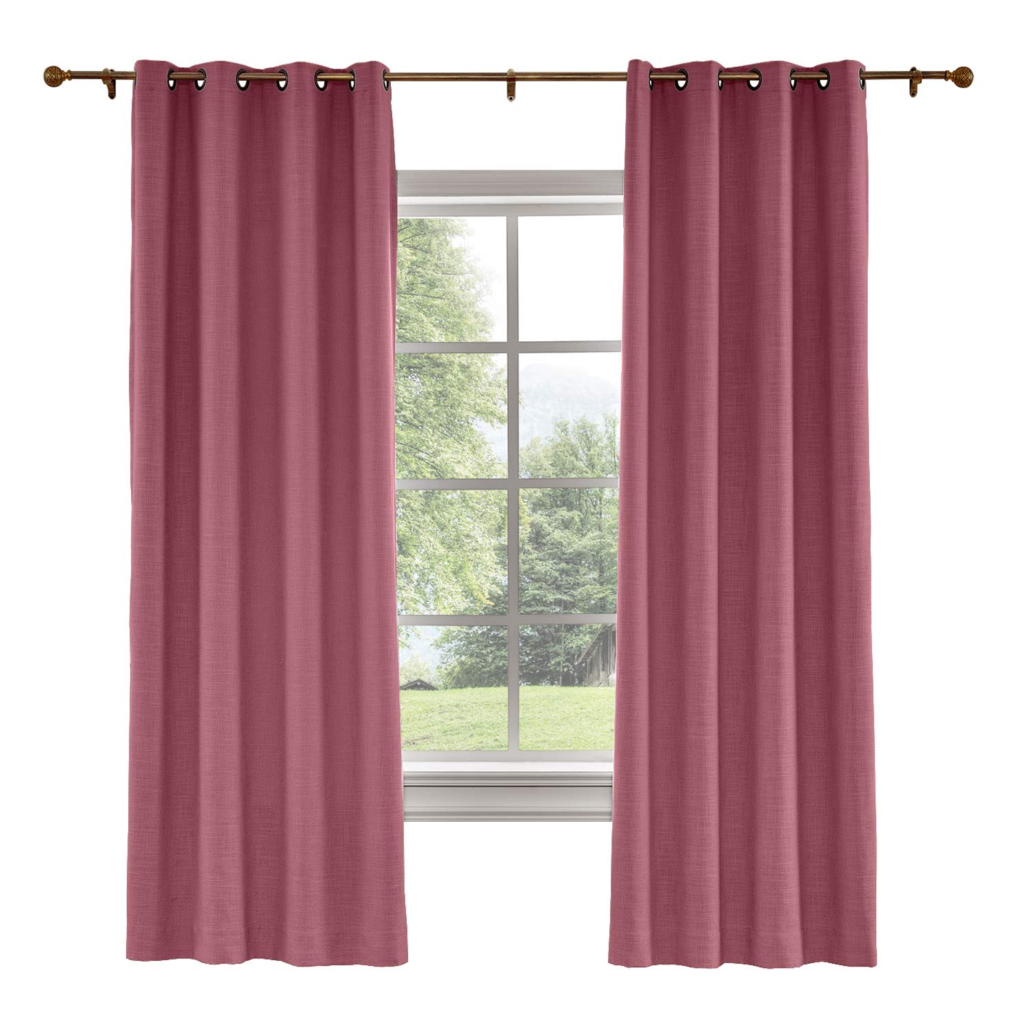 Blackout Linen Curtains 84x84 Inch - Thermal Insulated Room Darkening Drapes with Grommet Top for Living Room & Bedroom - Burgundy Red Window Treatment for Light Blocking & Privacy (1 Panel)