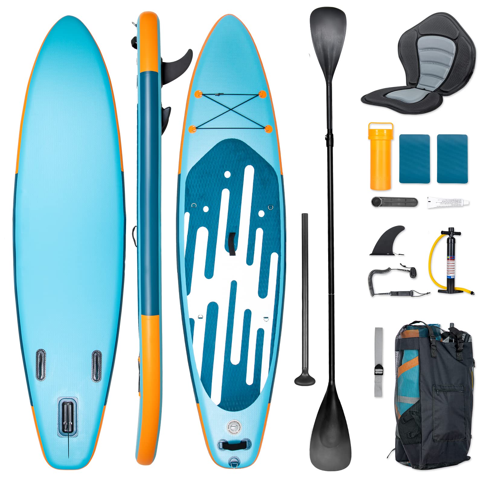 Premium Inflatable Stand Up Paddle Board with Kayak Seat & Backpack - 11