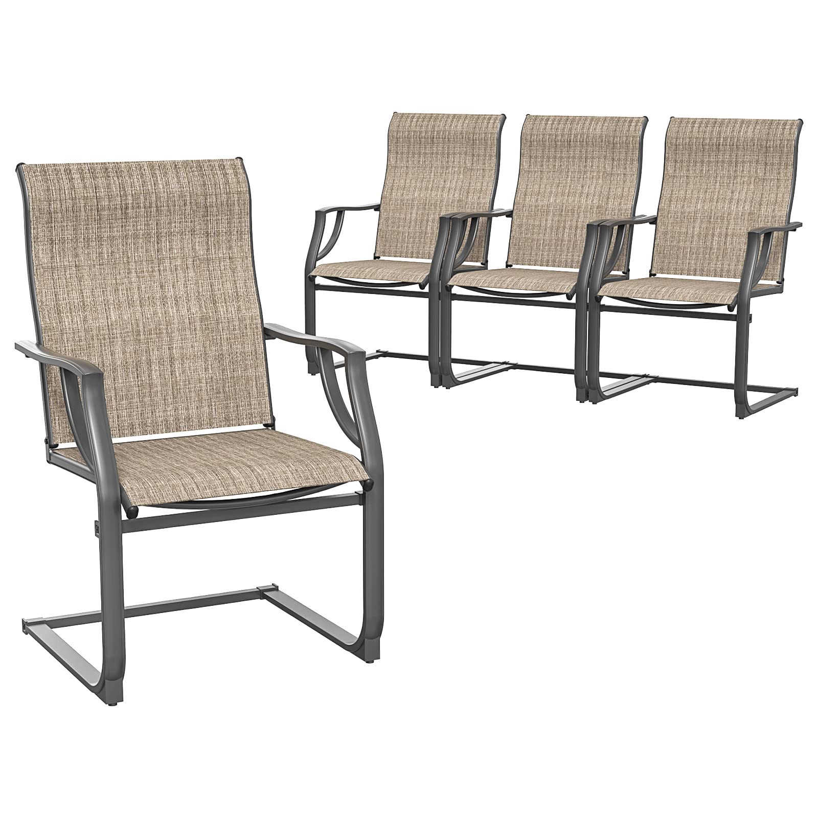 Amopatio 4-Piece Patio Chair Set - All-Weather Outdoor Dining Chairs with Breathable Design - Brown Garden Furniture for Backyard, Deck & Poolside Relaxation
