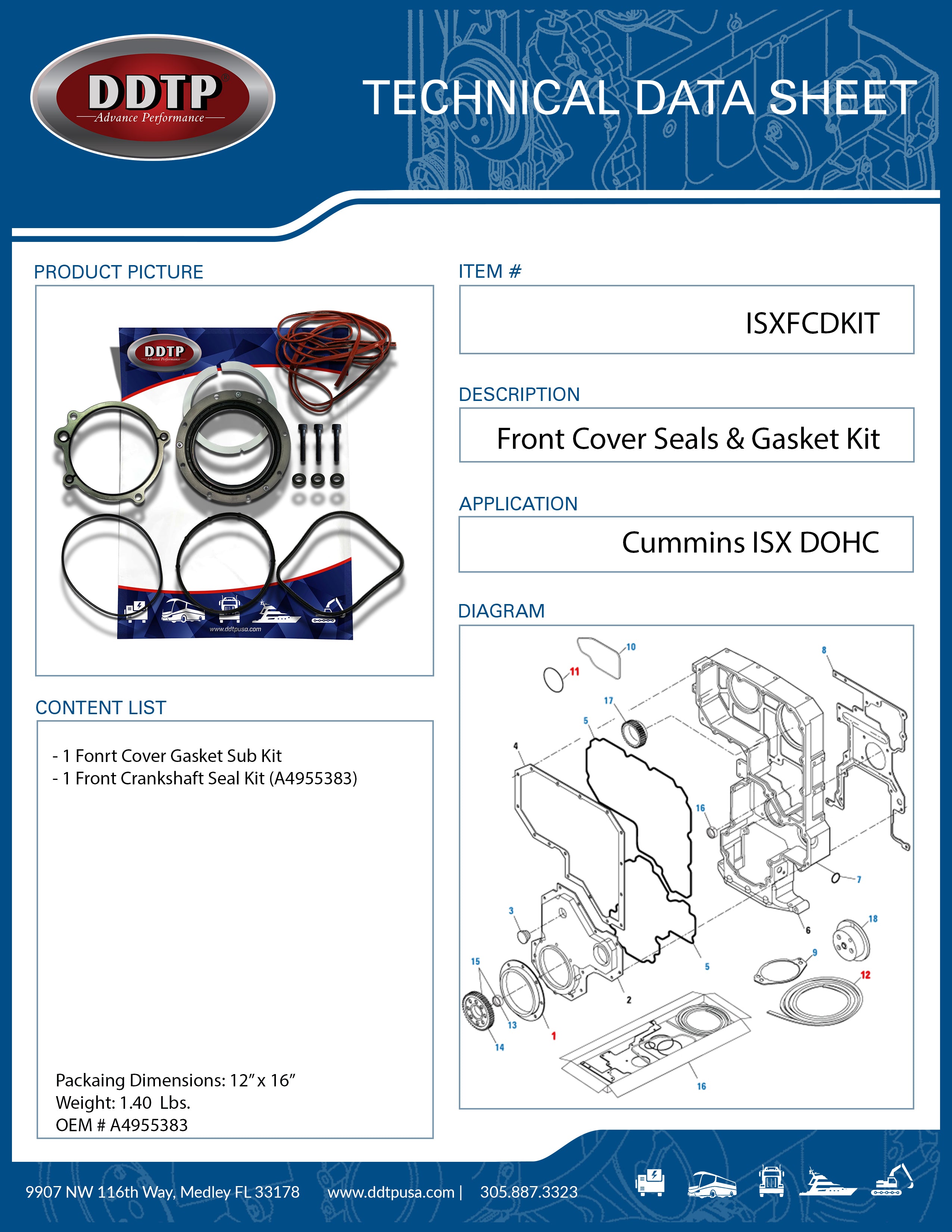 Cummins ISX DOHC Front Cover Seals & Gasket Kit (ISXFC) - Engine Repair & Maintenance for Heavy-Duty Trucks & Equipment