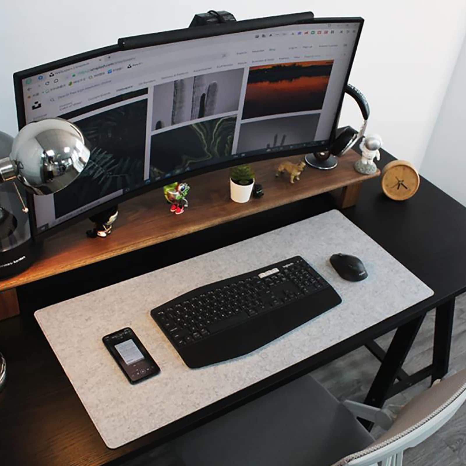 Premium Large Felt Desk Mouse Pad (40x16 Inches) - Light Gray Ergonomic Computer Mat for Keyboard & Mouse - Perfect for Office, Gaming & Home Workspace Setup