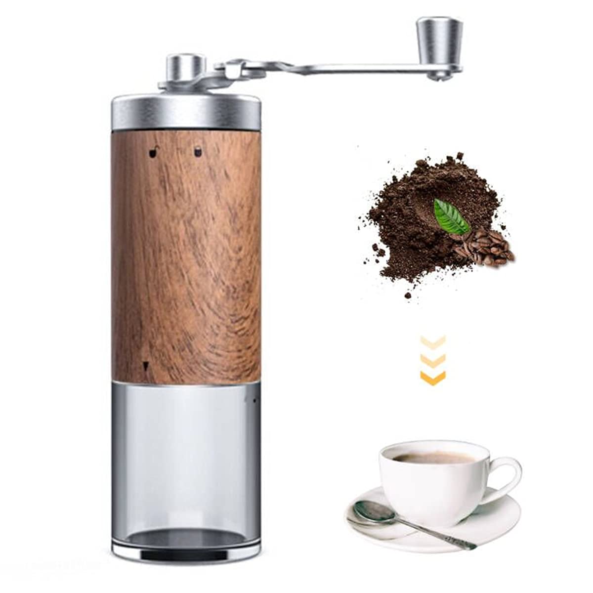 Premium Manual Coffee Grinder - Adjustable Hand Crank Coffee Bean Mill with Ceramic Burrs & Stainless Steel Body - Perfect for Espresso, French Press, Pour Over - Ideal for Home, Office, Travel & Camping Use