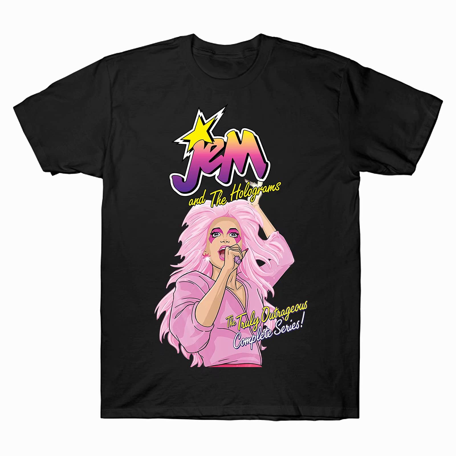 Funko Pop Jem and The Holograms Graphic T-Shirt for Men | Vintage 80s Cartoon Comic Tee | Casual Wear, Cosplay & Pop Culture Events