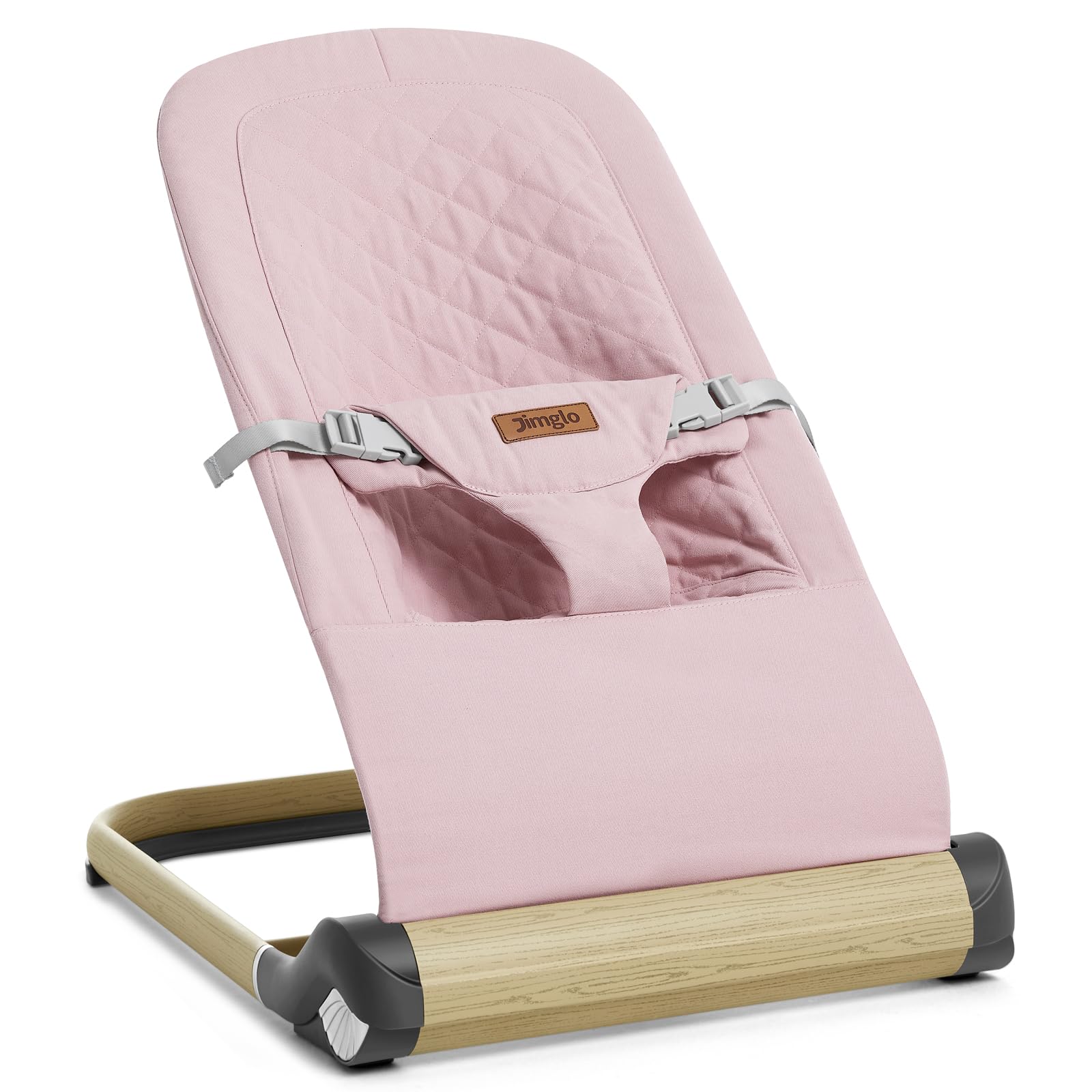 Foldable Baby Bouncer Seat - Adjustable Height Infant Bouncer with Soft Cotton Cover (Pink) | Portable & Lightweight for Home, Travel & Outdoor Use