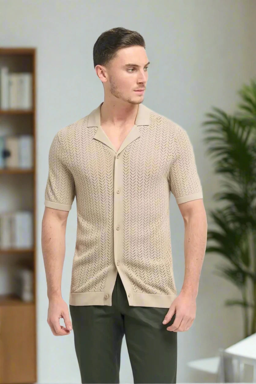 Cavani Men's Barts Casual Short Sleeve Knit Shirt - Breathable Summer Tops for Outdoor Activities & Casual Wear