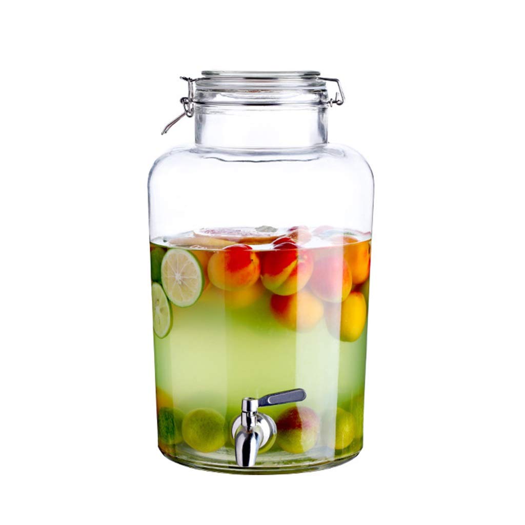 Premium Glass Beverage Dispenser with Wooden Stand - 20x36cm Large Capacity Transparent Pitcher for Parties, Events & Home Use - Perfect for Lemonade, Iced Tea & Cocktails