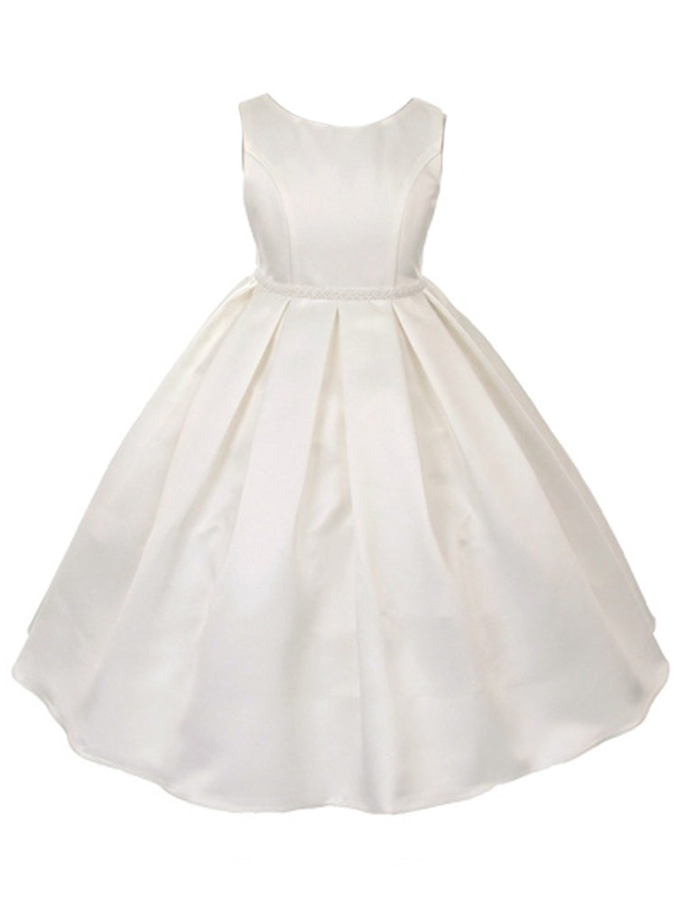 Ivory Pearl Trim Classic Pleated Communion Dress for Big Girls Size 8-14 - Perfect for First Holy Communion, Baptism & Special Occasions