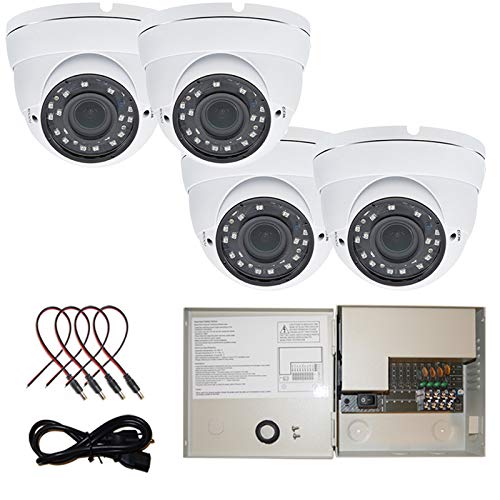 Evertech 4K CCTV Security Camera System (4 Pack) with 4-Port Power Supply Box - Indoor/Outdoor Surveillance for Home & Business Security