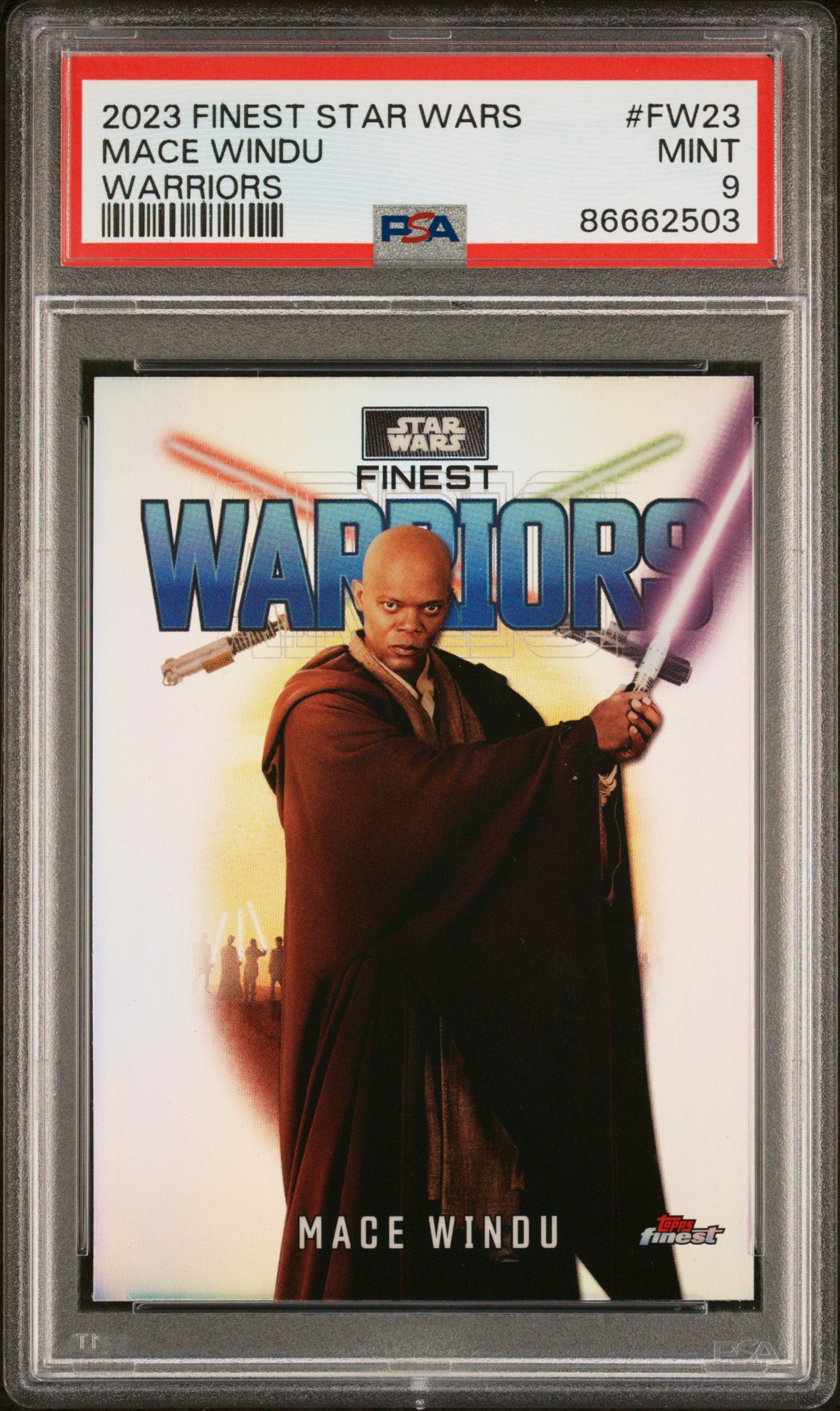 2023 Topps Finest Star Wars Finest Warriors Mace Windu #FW23 PSA 9 Graded Trading Card - Perfect for Collectors & Star Wars Fans