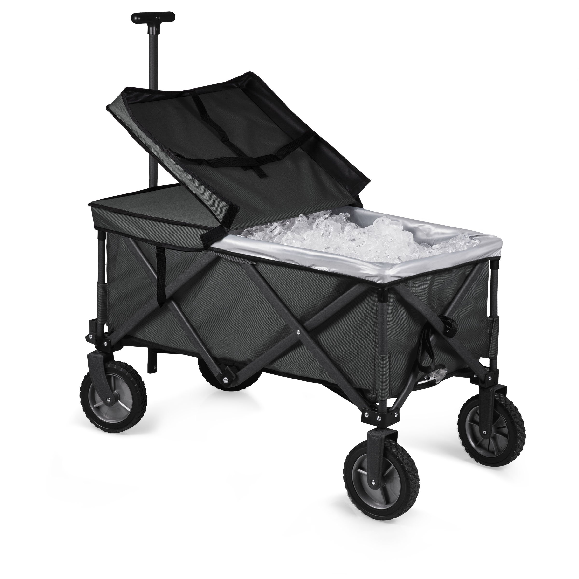 PICNIC TIME Adventure Wagon Elite - Heavy Duty Folding Utility Cart with Table Top Lid & Soft Cooler Liner | Perfect for Beach Trips, Camping, Tailgating, Farmers Market & Outdoor Adventures